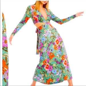AFRM green, floral, cut-out “Assi” dress